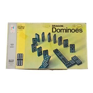 VTG Double Twelve Wooden Dragon Dominoes 1970 Game Milton Bradley 91 Piece #4133